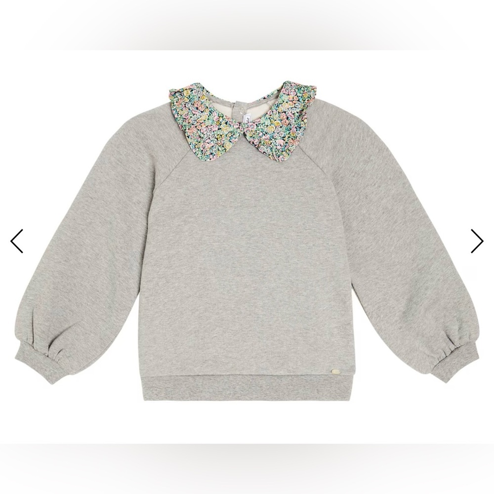 Tartine et Chocolat gray sweatshirt with liberty print collar